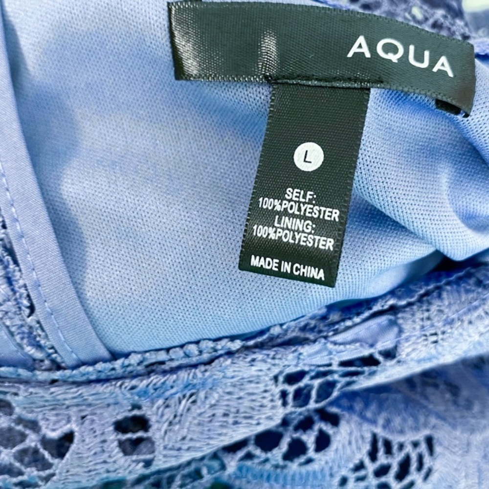 Aqua Long Sleeve Blue Lace Dress - Picture 5 of 5